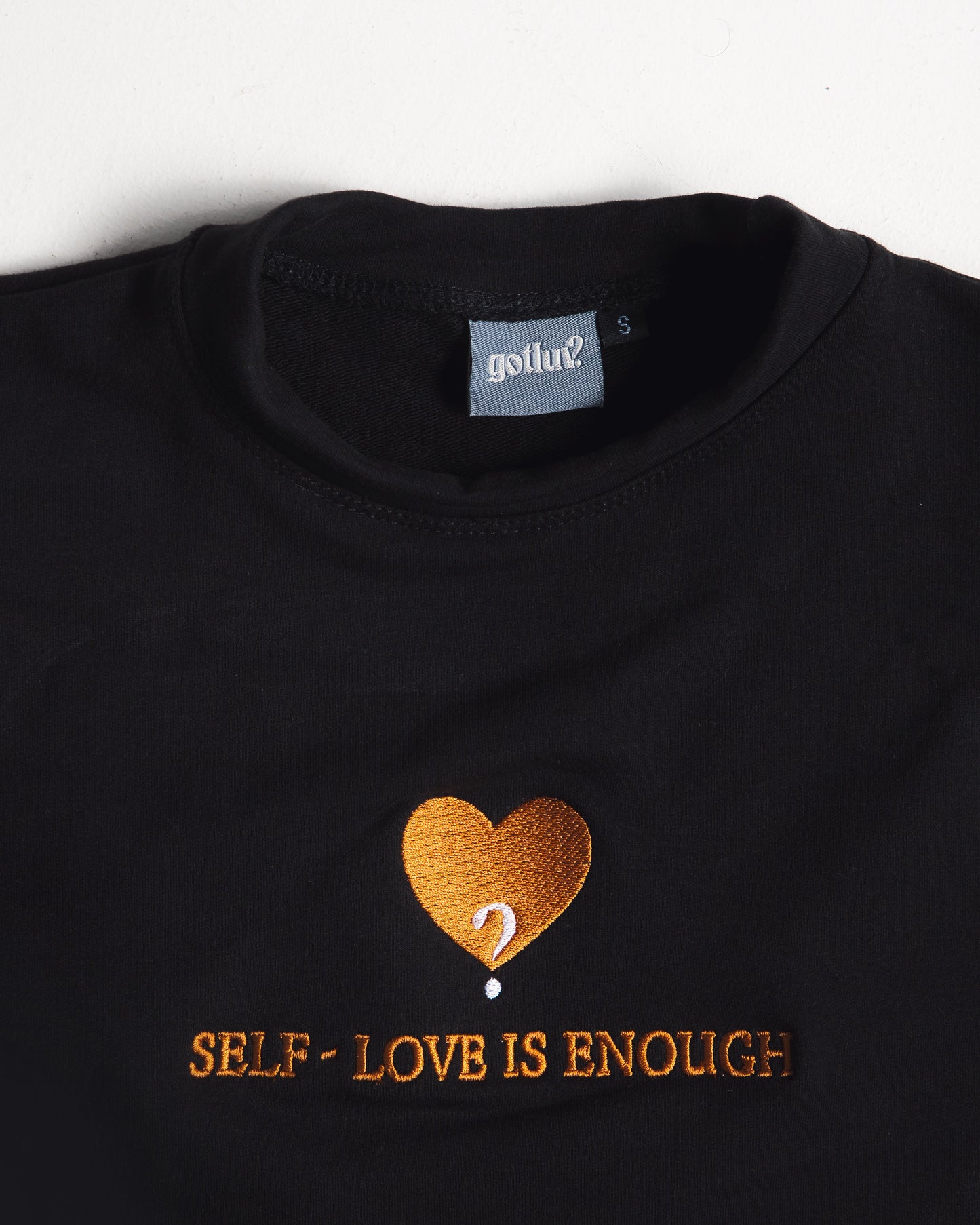 GotLuv "Self Love Is Enough Muscle Crop Top" Smoky Black