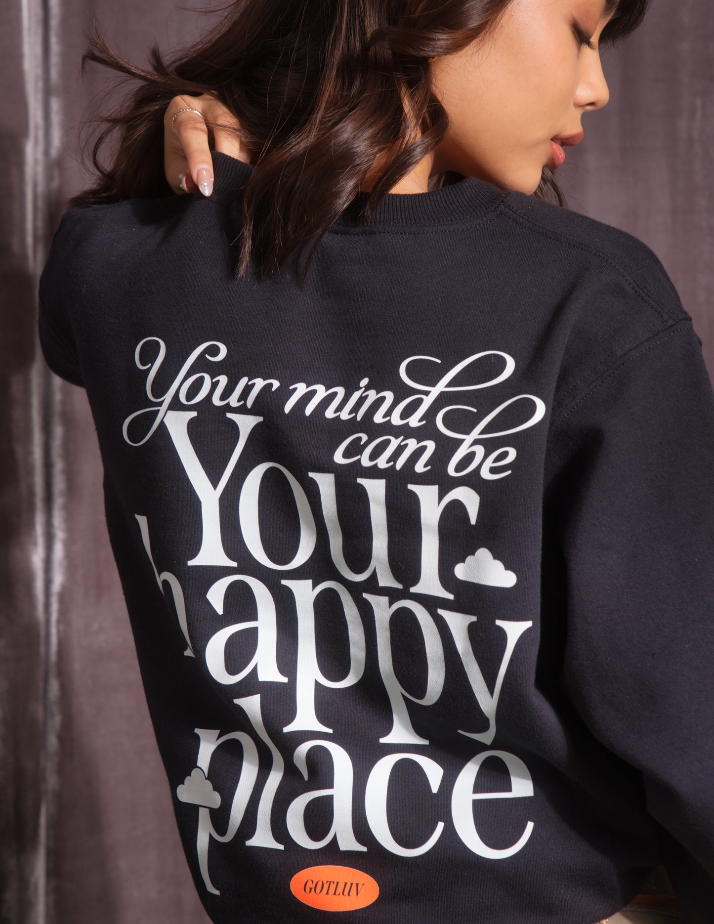 GotLuv "Your Happy Place Sweatshirts" Pitch Black